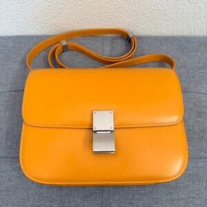Authentic Celine Classic Box Bag Orange Calfskin Crossbody